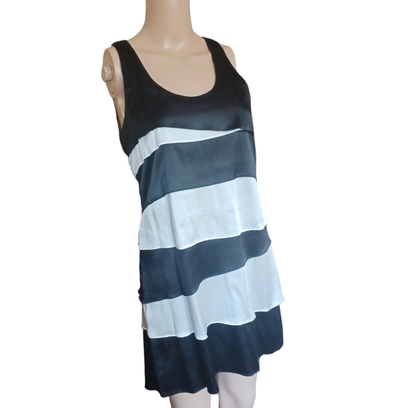 Karlie Womens Sleeveless Silk Pencil Sheath Dress Ruffled Tiers Size Small - Picture 3 of 10